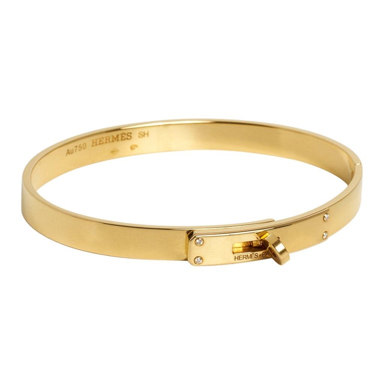 Party Style Women's Hermes Yellow Gold Plated Diamonds Bangle H Logo &  Horseshoe Cutwork Bracelet