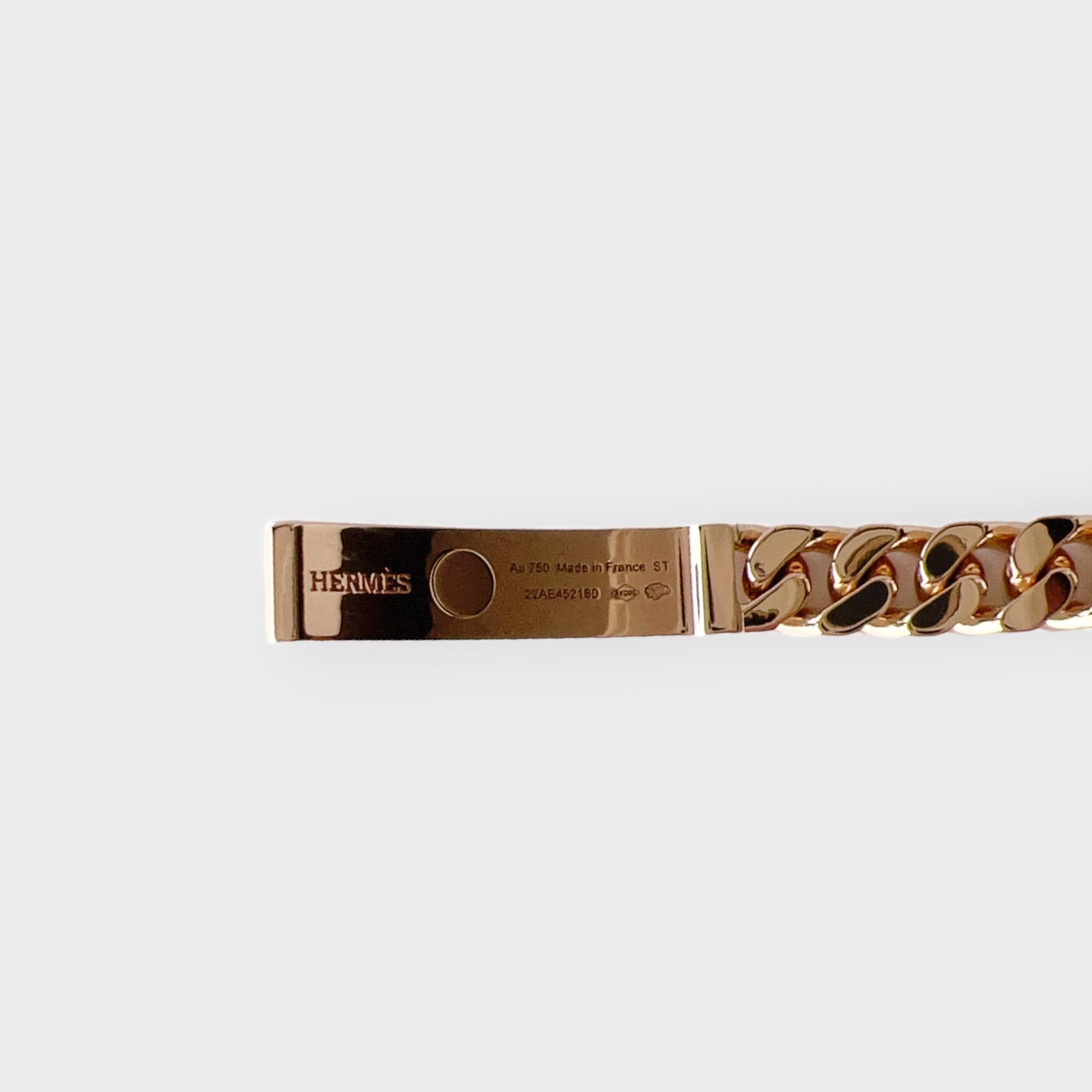 Women's Hermès Bracelet Kelly Gourmette, Very Small In Rose Gold And Diamonds