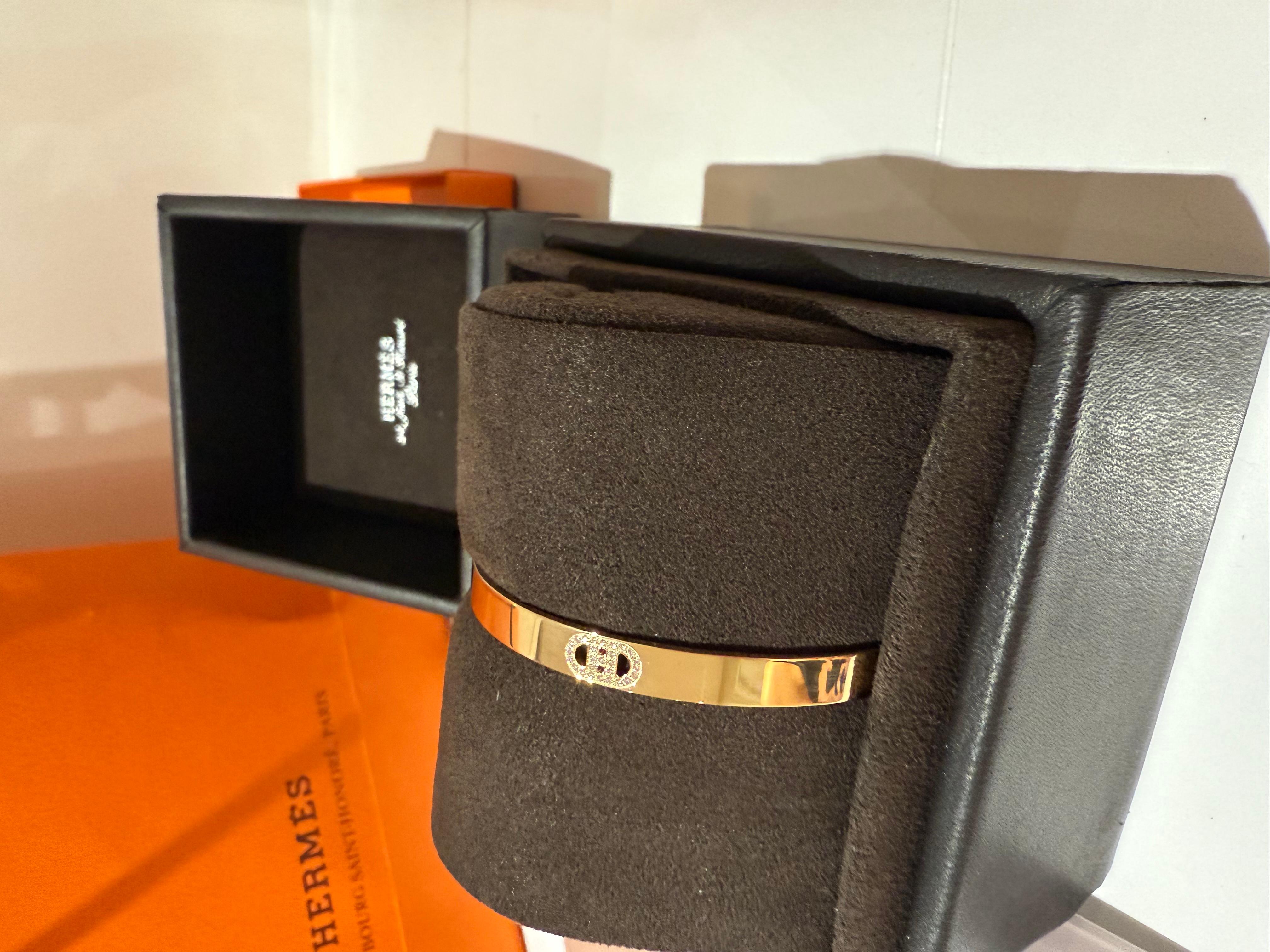 Bracelet Hermes en or rose avec diamants Neuf - En vente à London, England