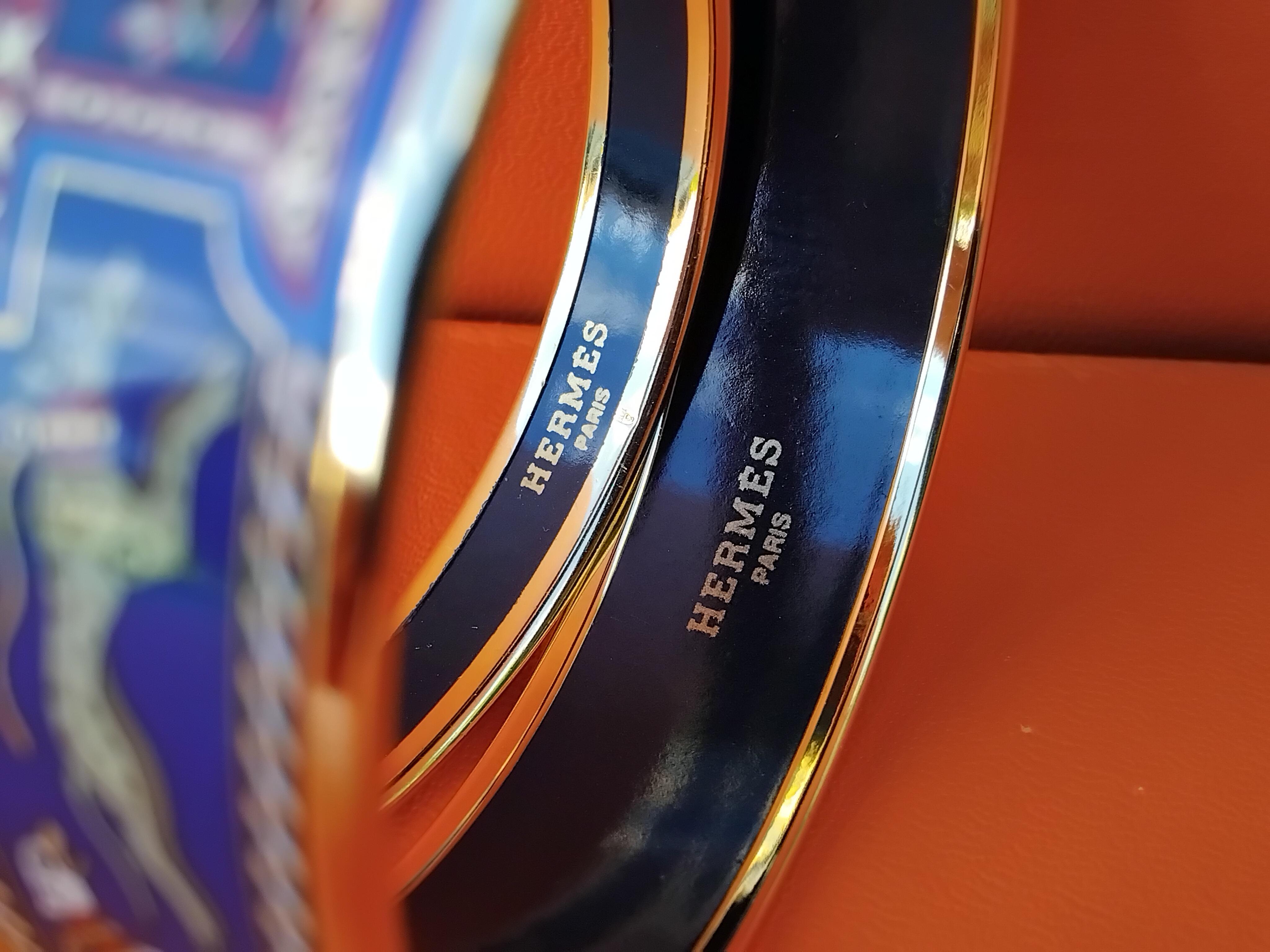 Hermès Enamel Bracelets Greyhound Dog Levriers Set of 2 Blue  New Ghw 65 5