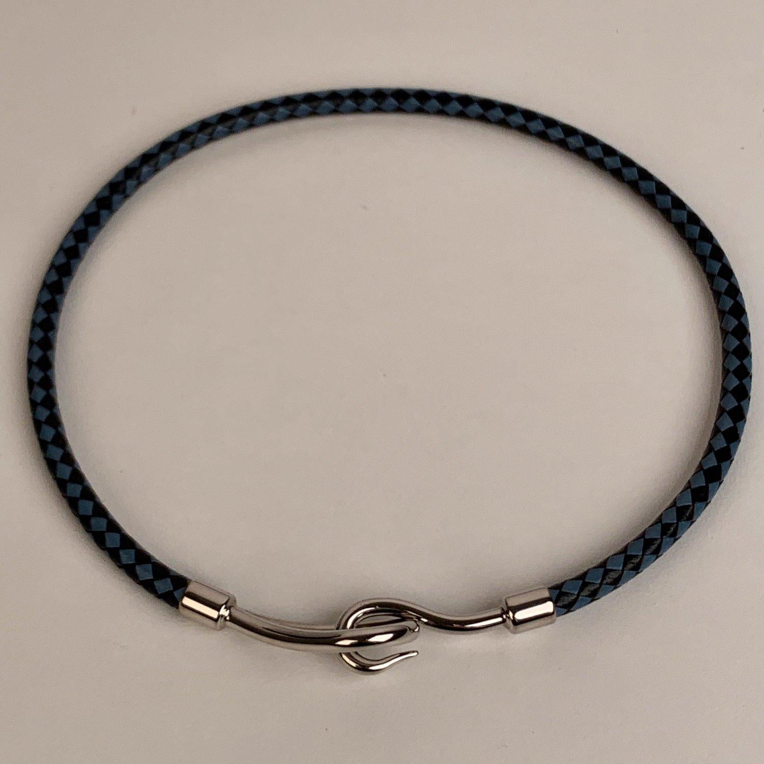 Hermes Braided Leather Jumbo Hook Chocker Necklace Bracelet In Excellent Condition In Rome, Rome