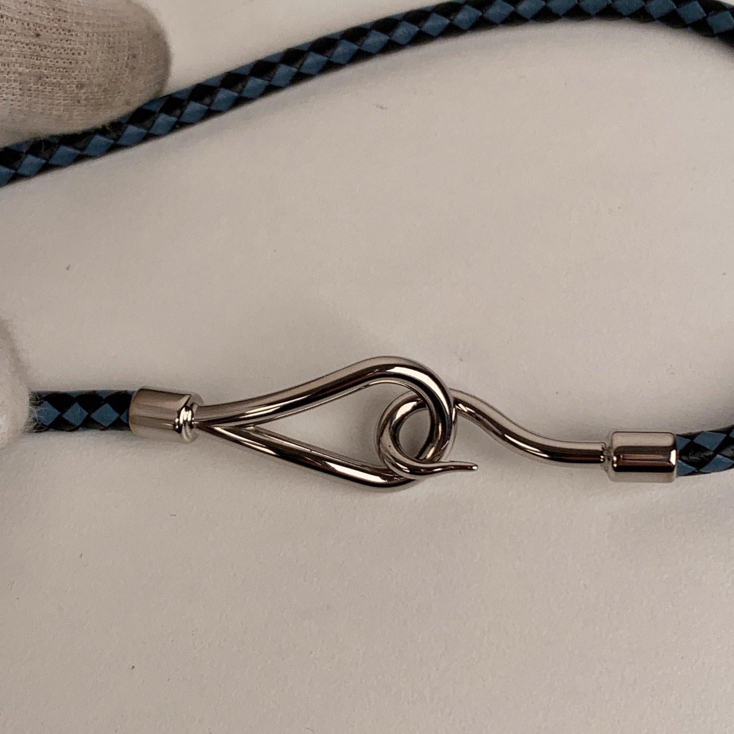 Women's Hermes Braided Leather Jumbo Hook Chocker Necklace Bracelet