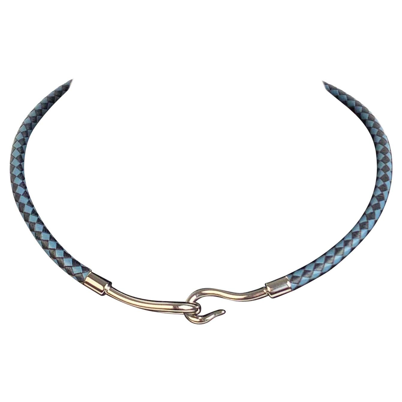 Hermes Braided Leather Jumbo Hook Chocker Necklace Bracelet
