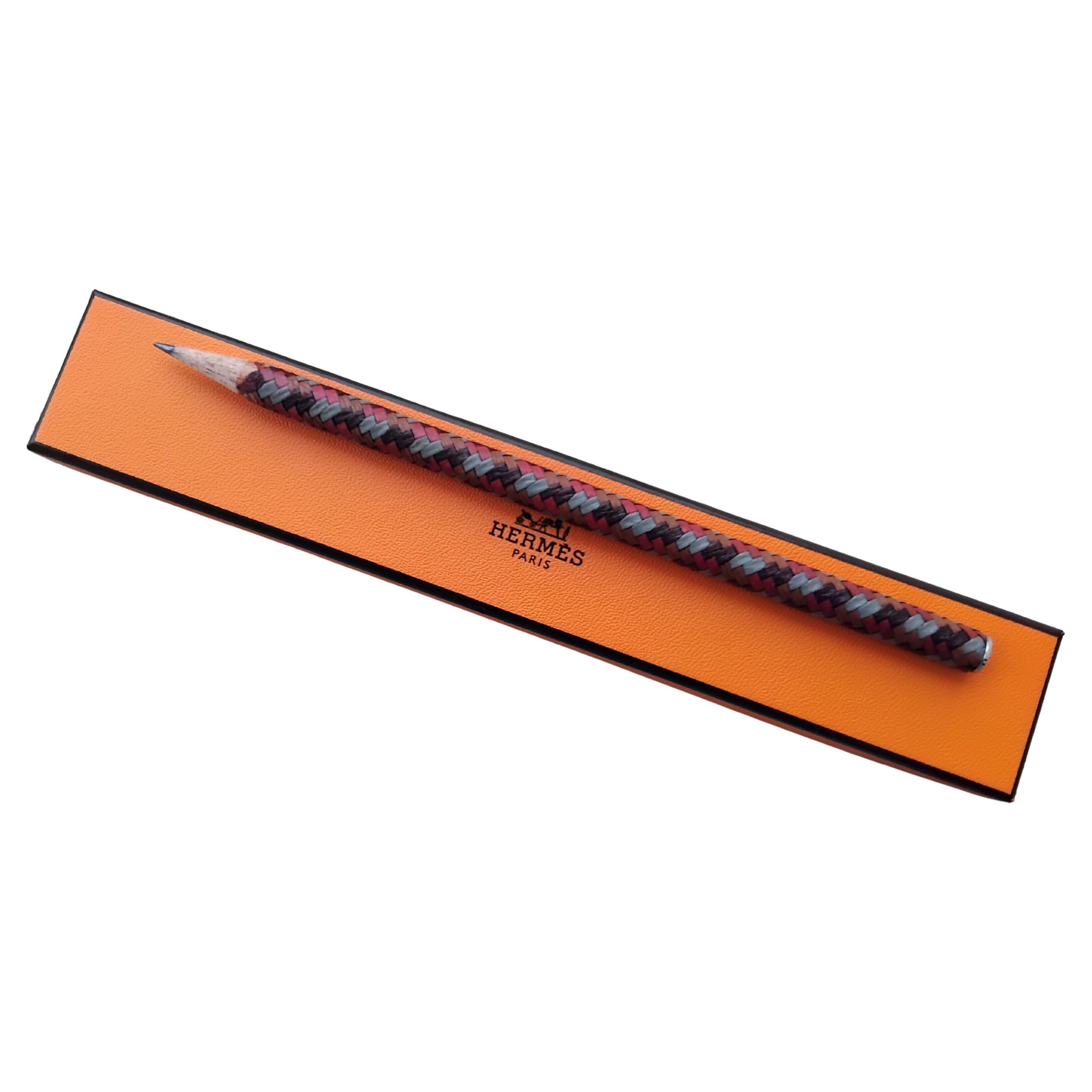 Women's or Men's Hermès Braided Leather Wooden Lead Pencil For Sale