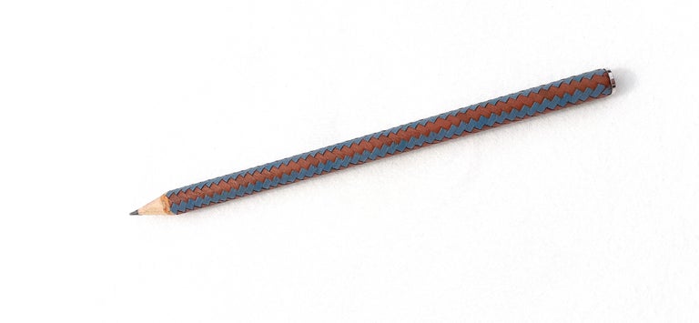 Gray Hermès Braided Leather Wooden Lead Pencil For Sale