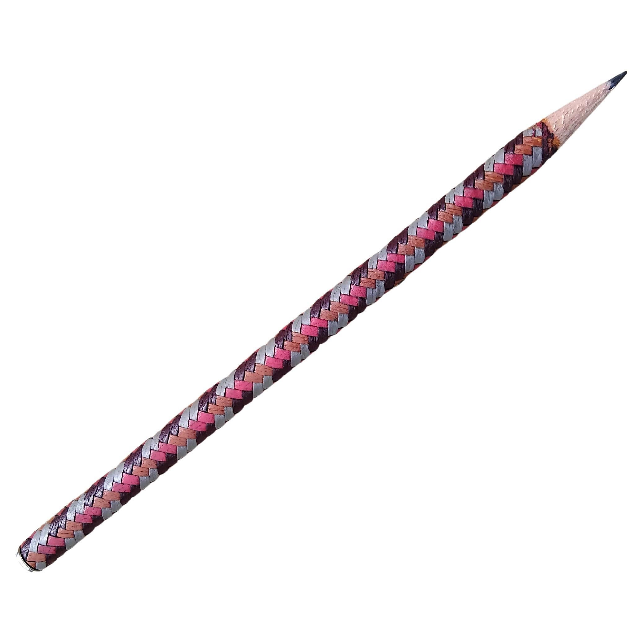 Black Hermès Braided Leather Wooden Lead Pencil For Sale