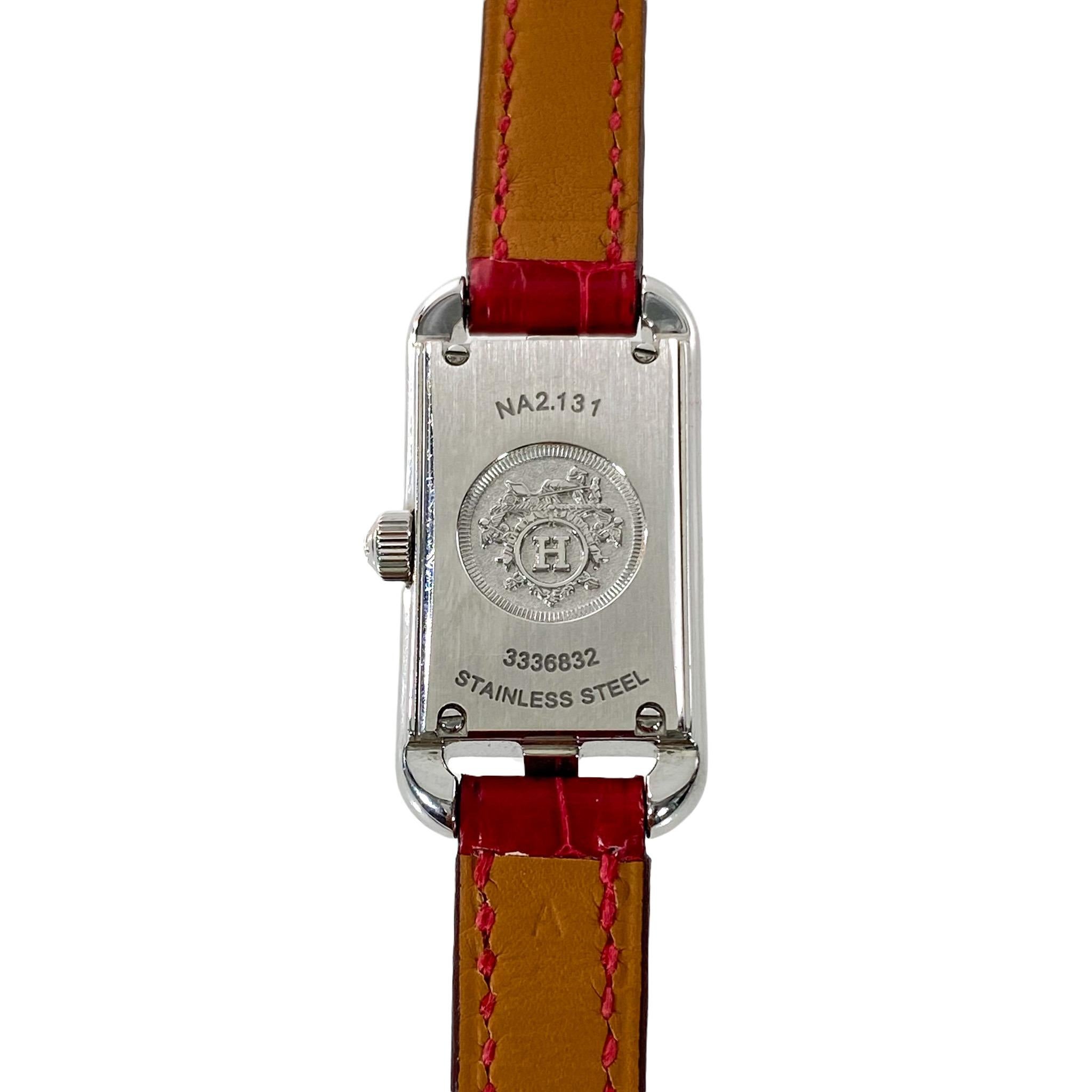 Women's Hermes Braise Alligator Watch with Diamonds For Sale