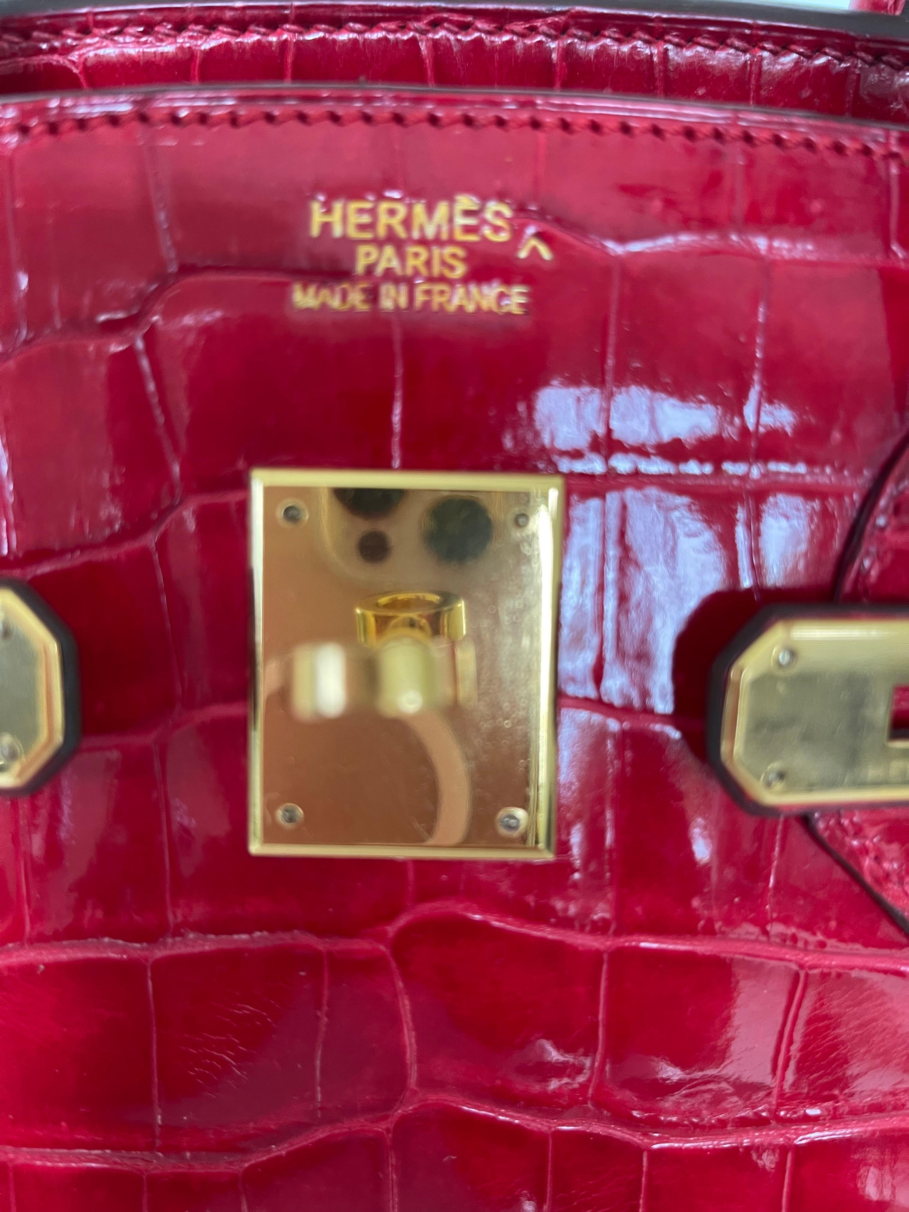 Hermès Braise Birkin 35 Porosus Crocodile Birkin 35cm Gold Hardware 2