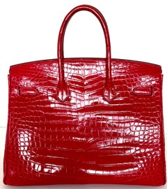 Hermès Braise Birkin 35 Porosus Crocodile Birkin 35cm Gold Hardware