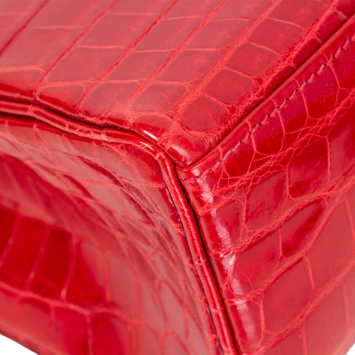 HERMES Braise red CROCODILE KELLY A DOS Backpack Bag Gold 2