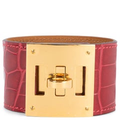 HERMÈS Braise rouge CROCODILE KELLY DOG Bracelet manchette T2