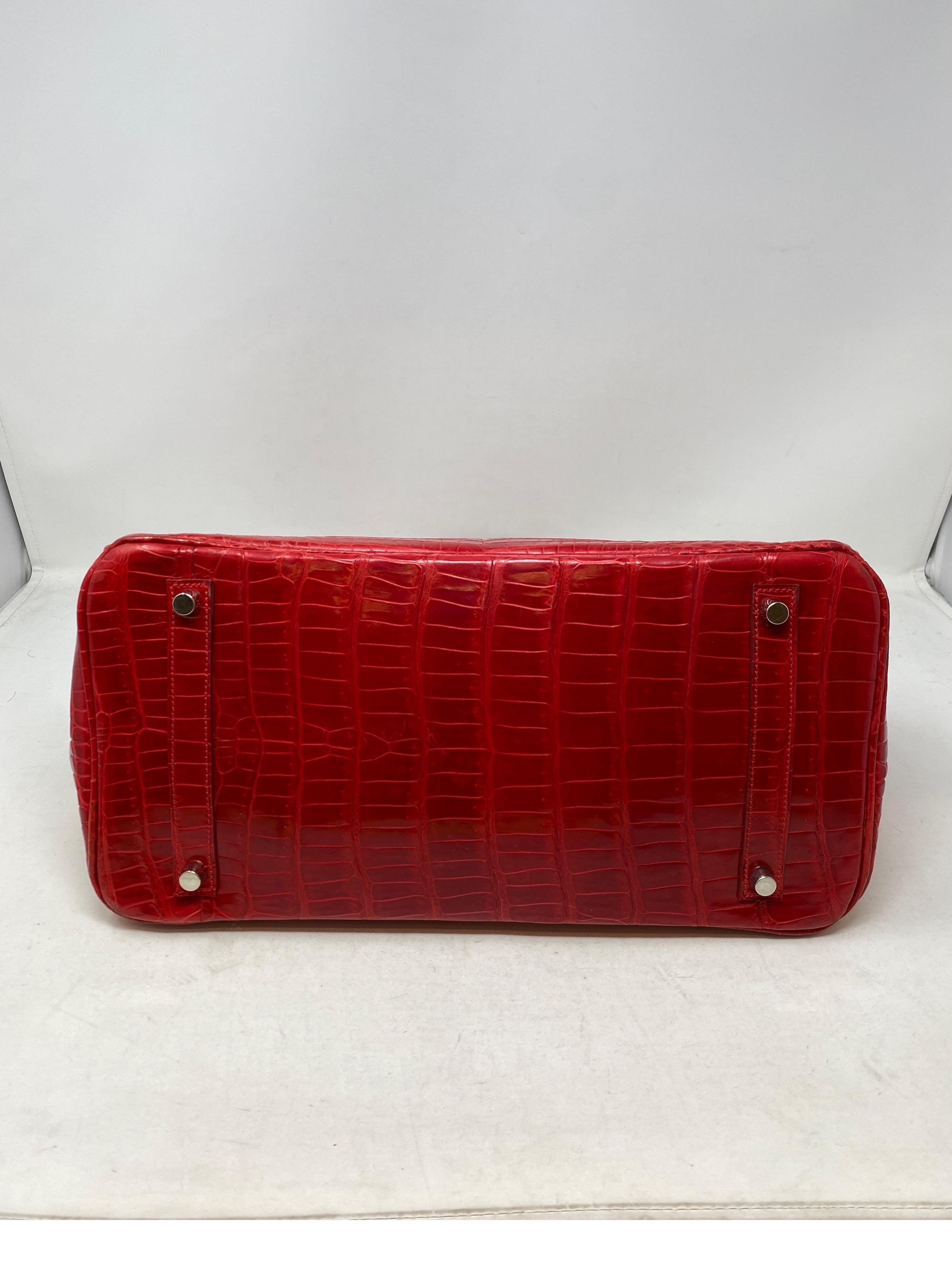 Hermes Braise Red Shiny Porosus Crocodile Birkin 35 Bag  1