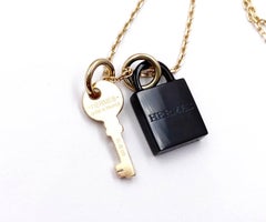Hermes Brand New Amulette Padlock PM Brown Gold Necklace