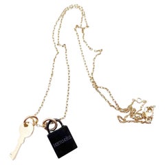 Hermes Brand New Amulette Padlock PM Brown Gold Necklace