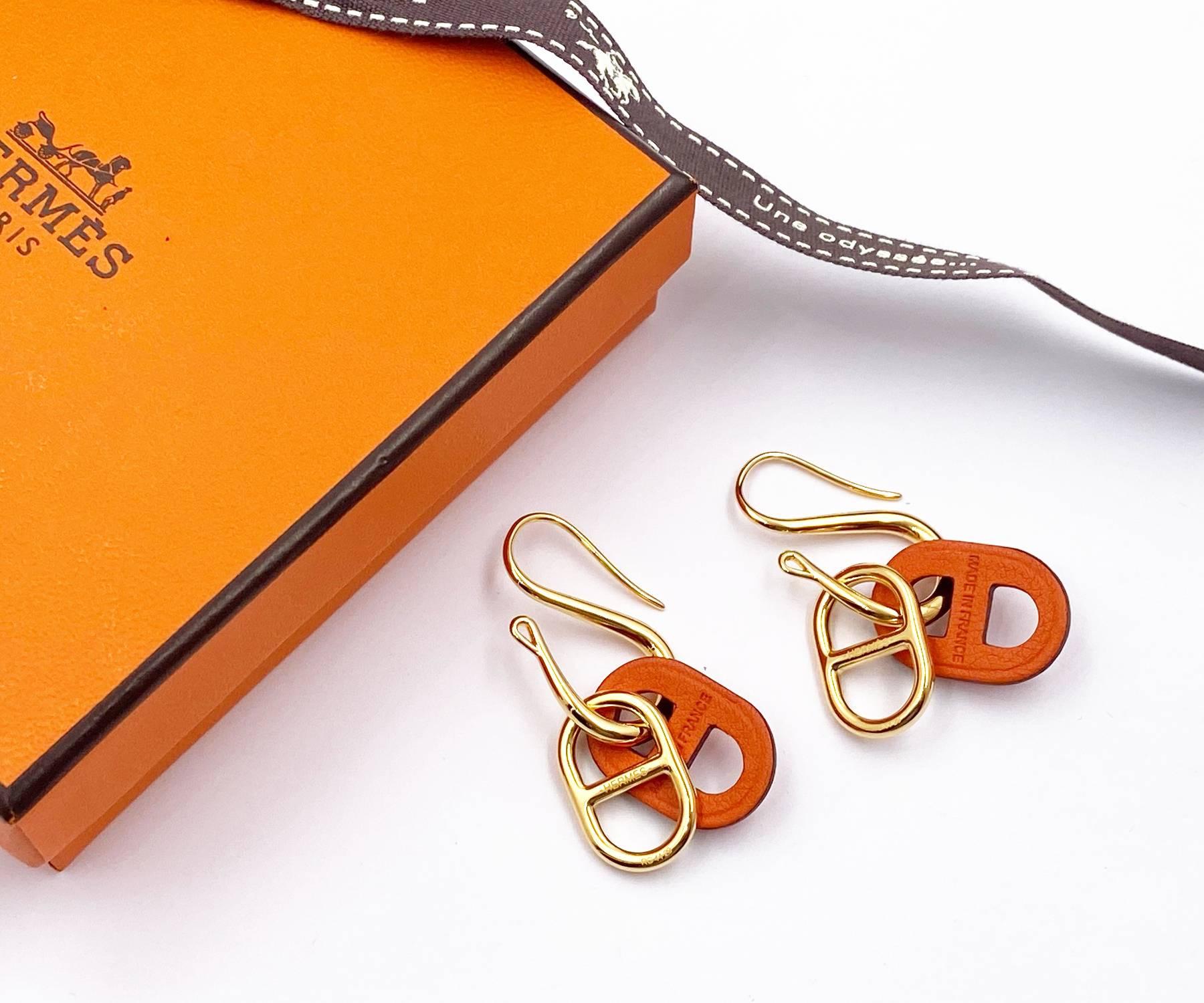 hermes orange earrings