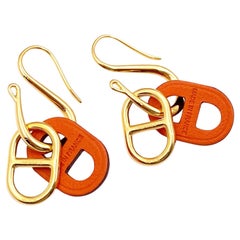 Hermes Brand New Gold Orange O’maillion 3 Ways Earrings 