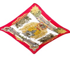 Hermes Brand New Le Carre Plisse Red Sanssoucy von Dubigeon Crinkled  Seidenschal