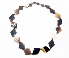 Hermes Brand new Silver 925 Brown Horn Argyle Necklace