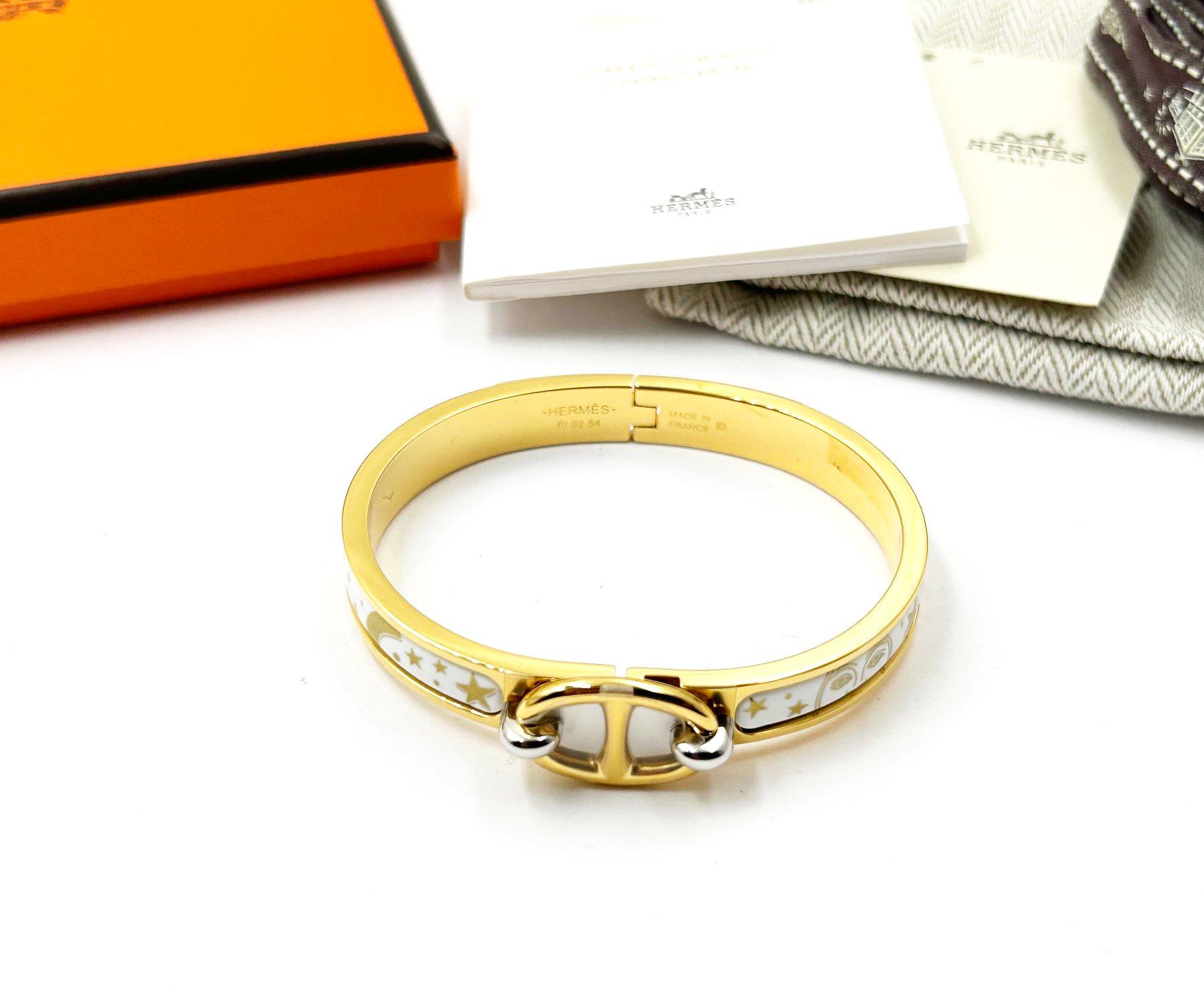 Hermes Nueva Edición Especial Oro H Moon Star Clic Clac Pulsera Cuff Bangle Artesano en venta