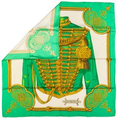 Hermès Brandebourg Green Silk Scarf