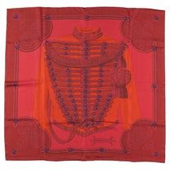 Hermès "Brandebourg" Red Die Silk Scarf