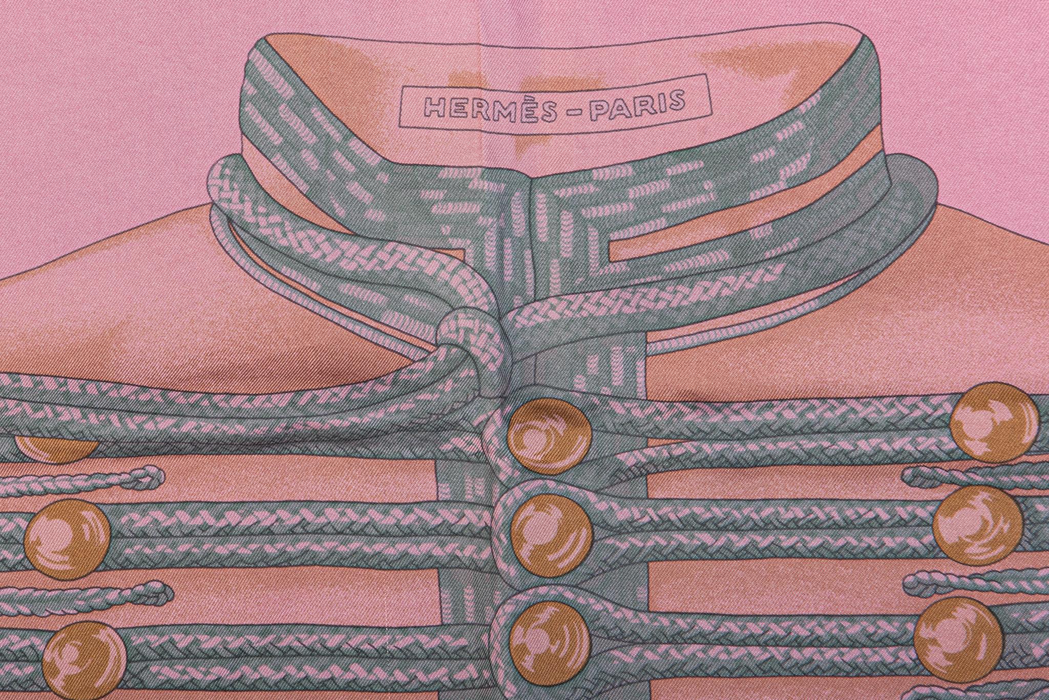 Hermès Brandebourgs Wasked Silk Scarf For Sale 1