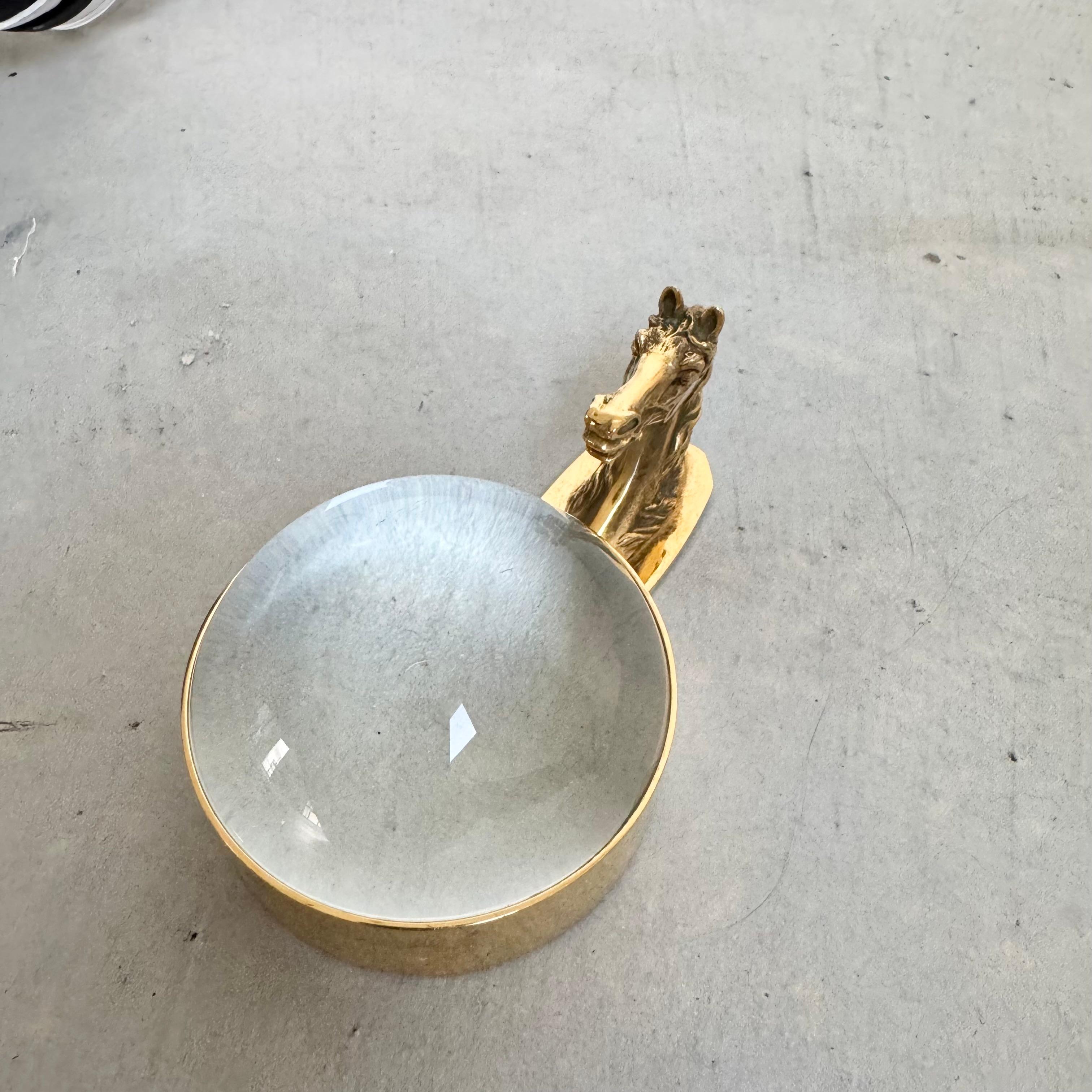 Hermes Brass Equestrian Magnifying Glass, 1970s France 1