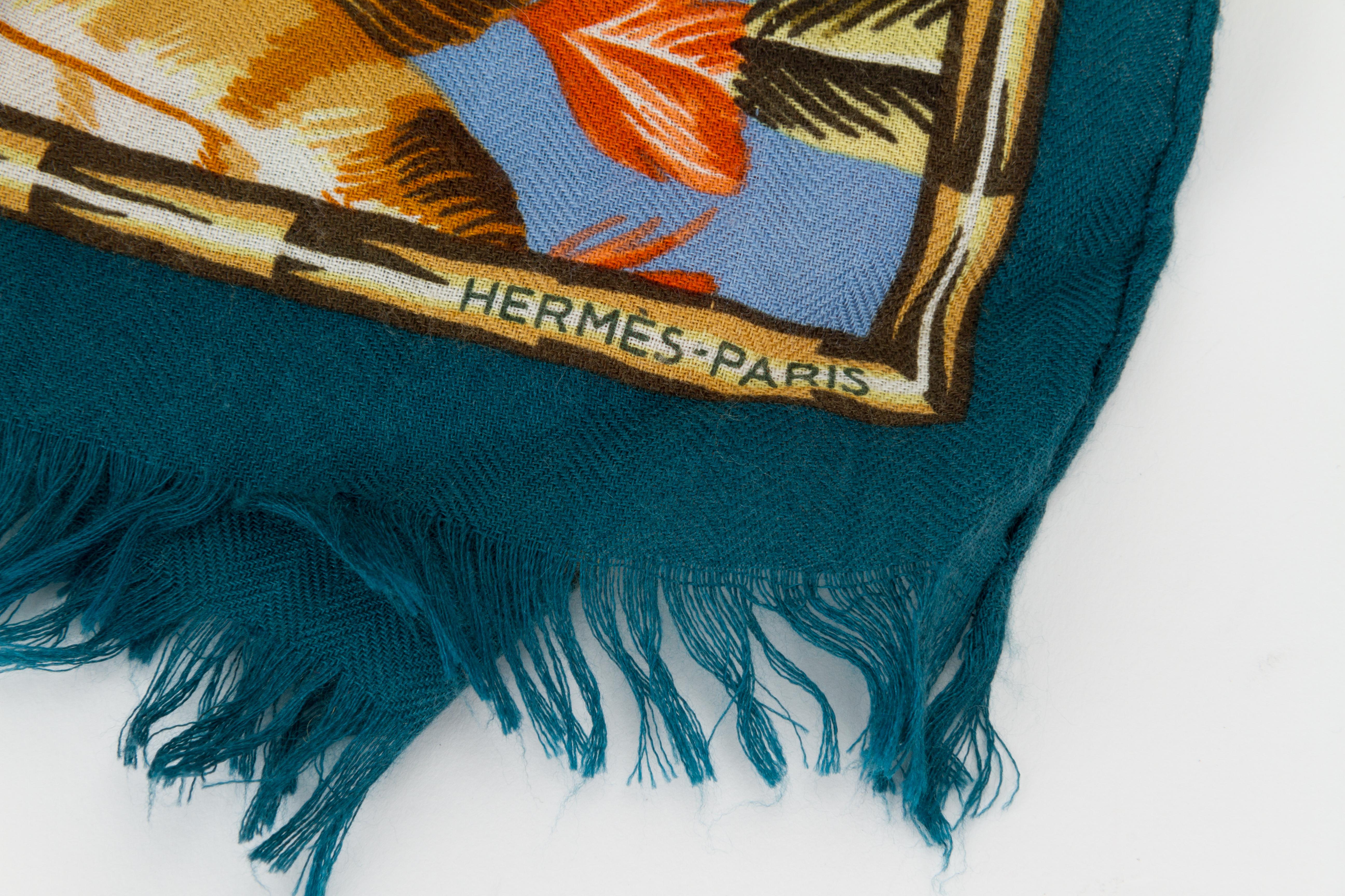 Hermes 65% cashmere 35% silk shawl/stole with hand-rolled edges. Excellent condition. Dry clean only. Original care tag attached.