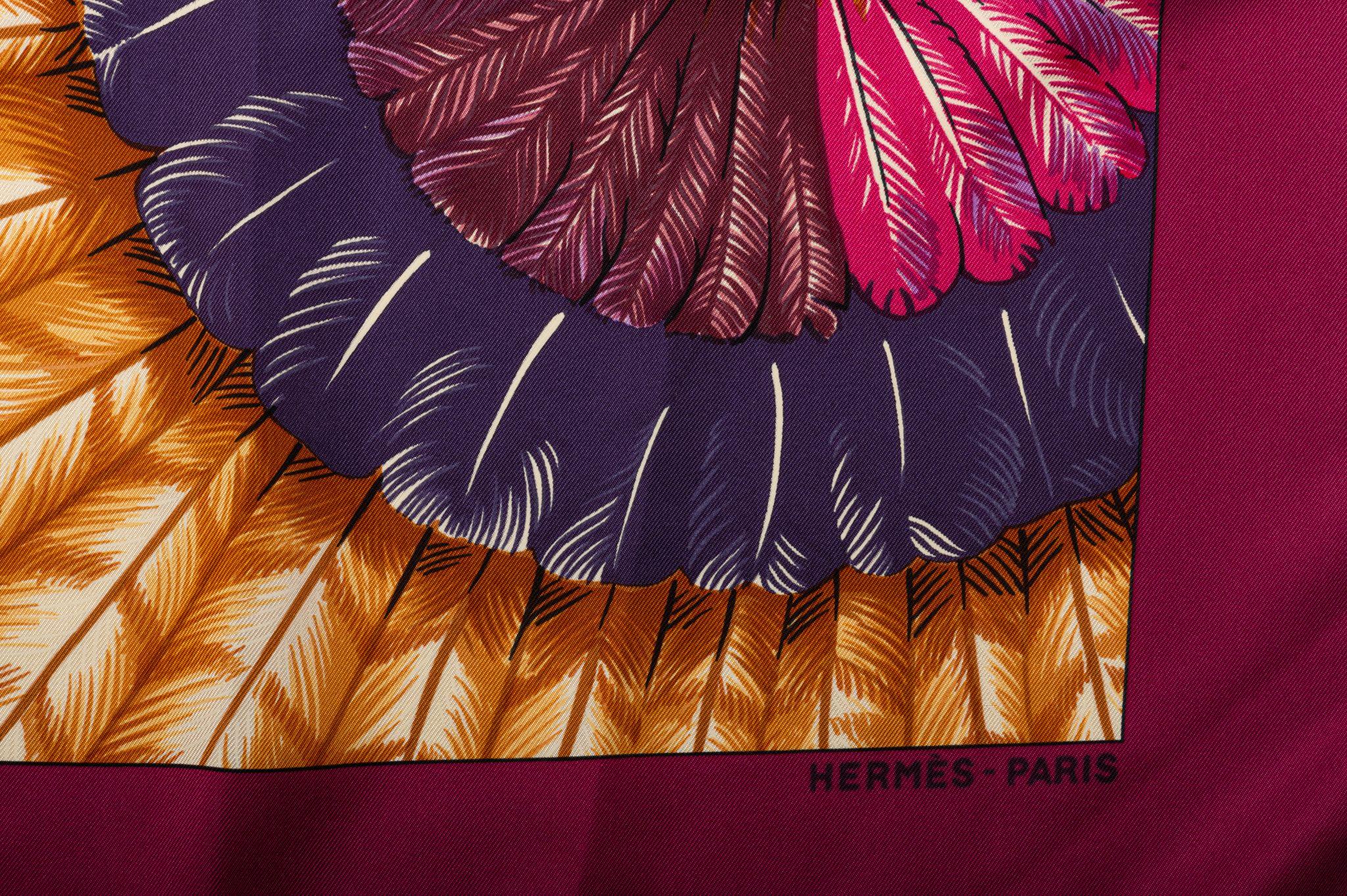 Red Hermès Brazil Purple Silk Scarf For Sale