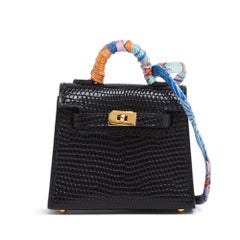 Hermès Breloque Bijou Sac Kelly Twilly Precious Black Leather Kelly Charm Hermes