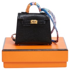 Hermès Breloque Bijou Sac Kelly Twilly Precious Black Leather Kelly Charm Hermes