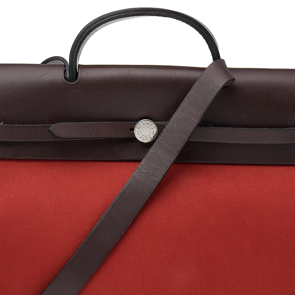 Hermes Brick Red/Moka Canvas and Leather Herbag Zip 39 Bag 4