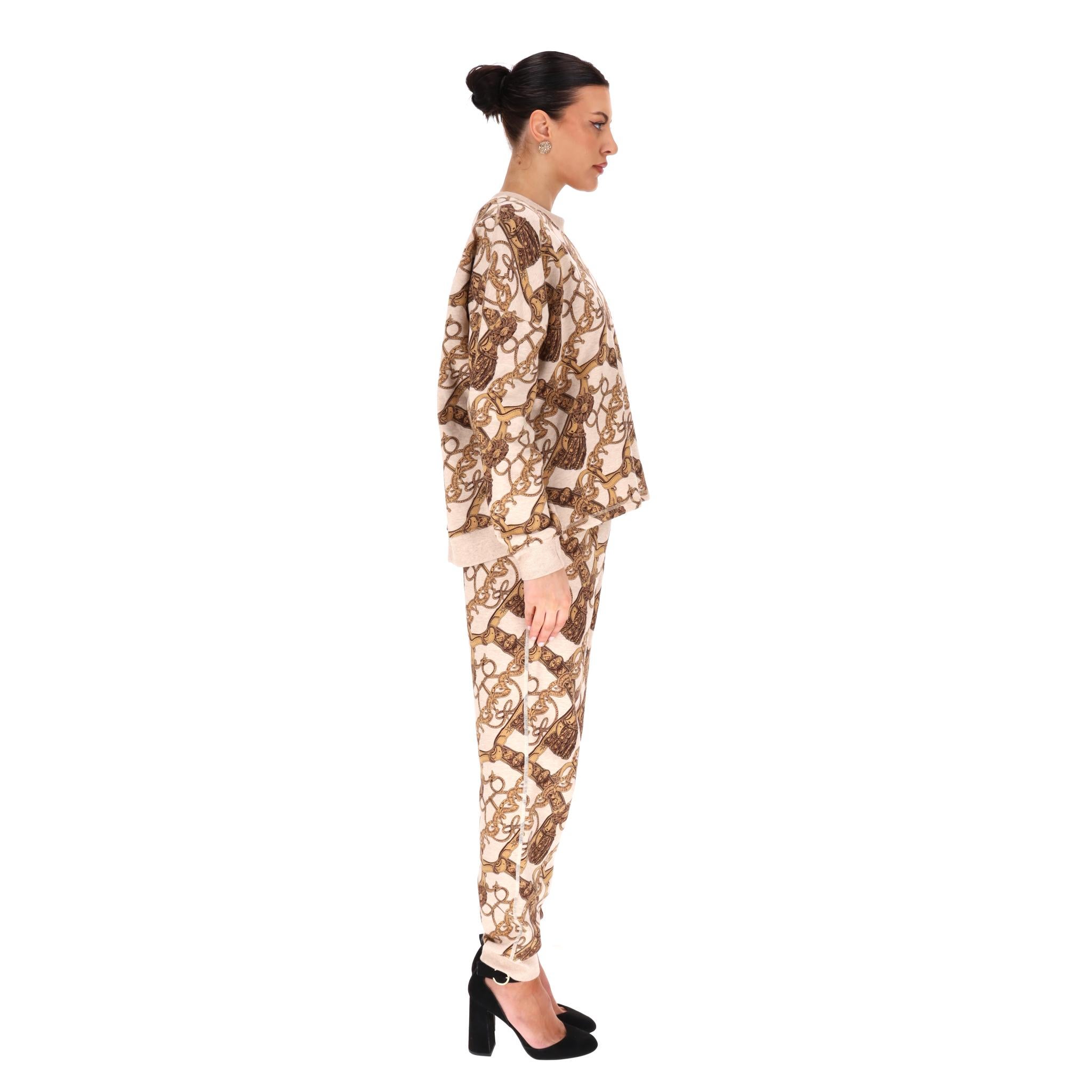 Beige Hermes Bride De Cour, maglione e joggers abbinati in cotone e pelo di cammello in vendita