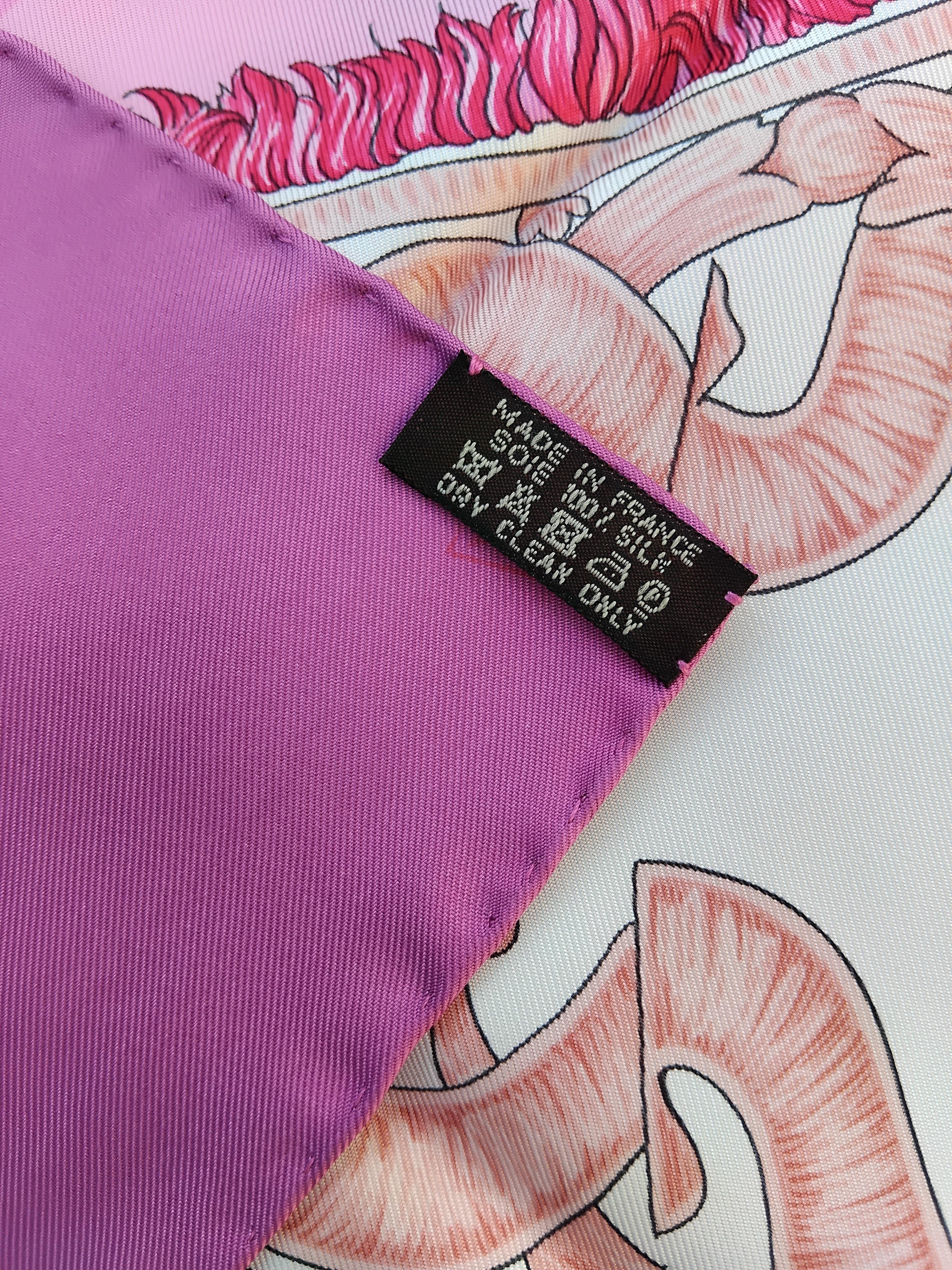 Hermès Bride De Cour Silk Scarf Pink 35' For Sale 7