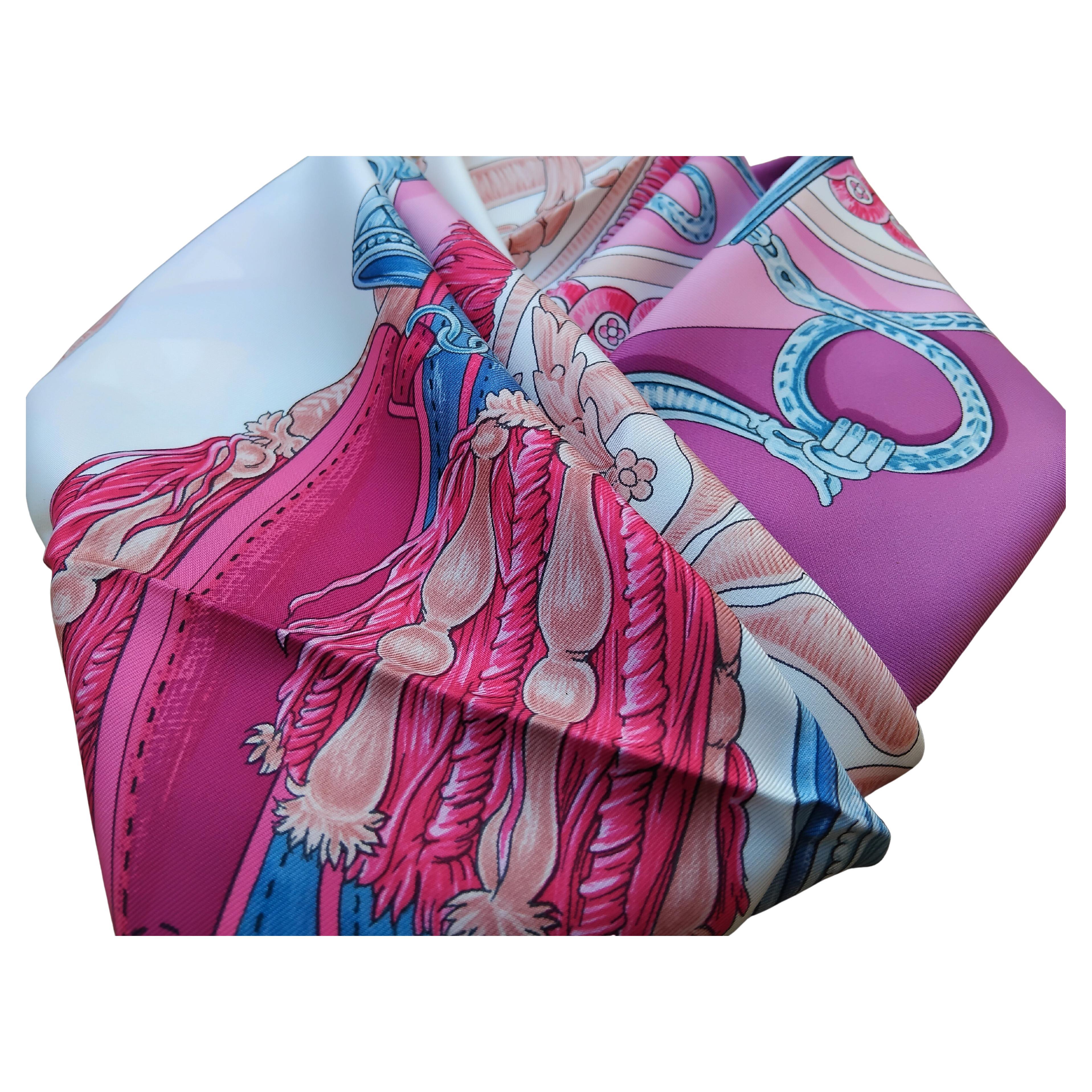 Hermès Bride De Cour Silk Scarf Pink 35' For Sale 9