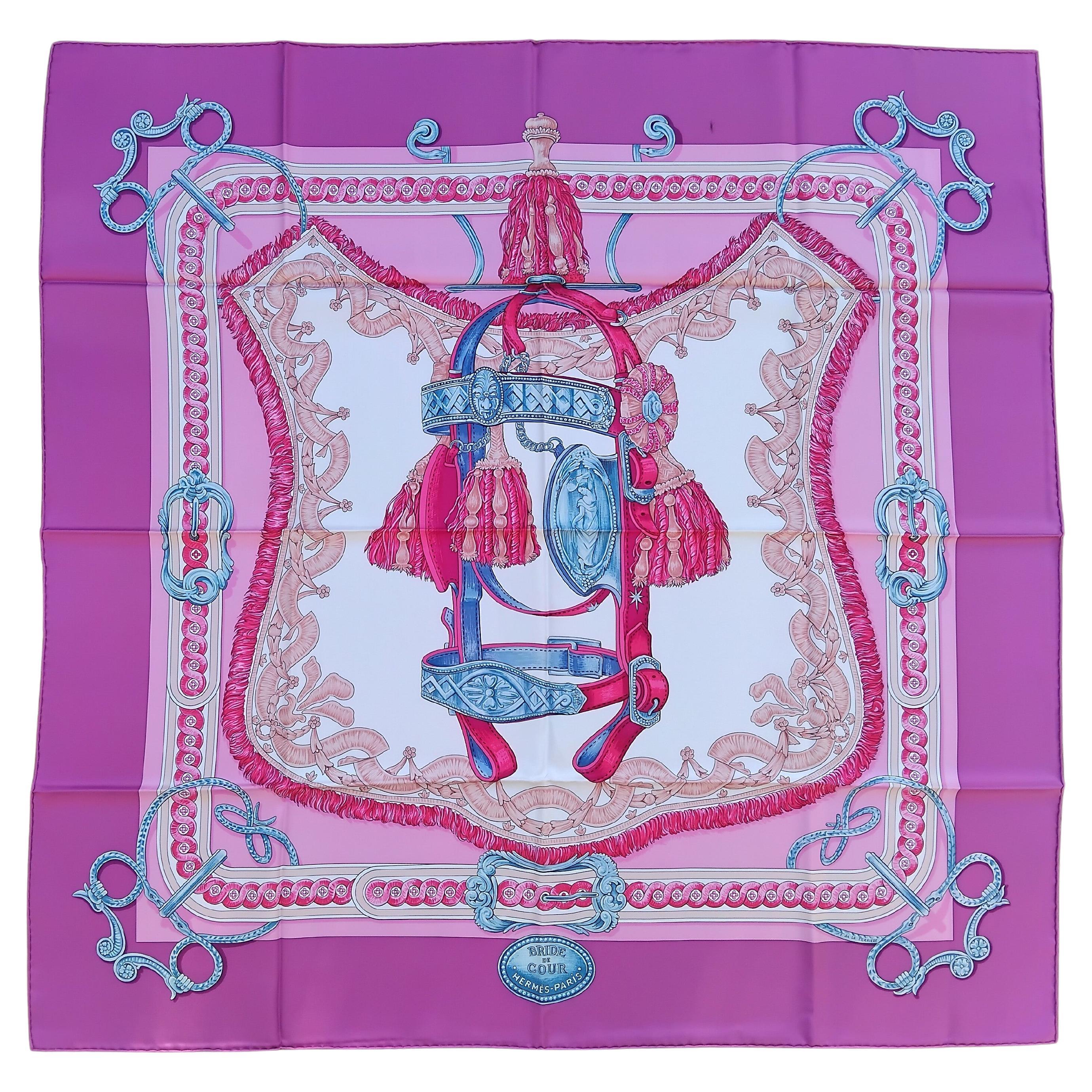Hermès Bride De Cour Silk Scarf Pink 35' For Sale