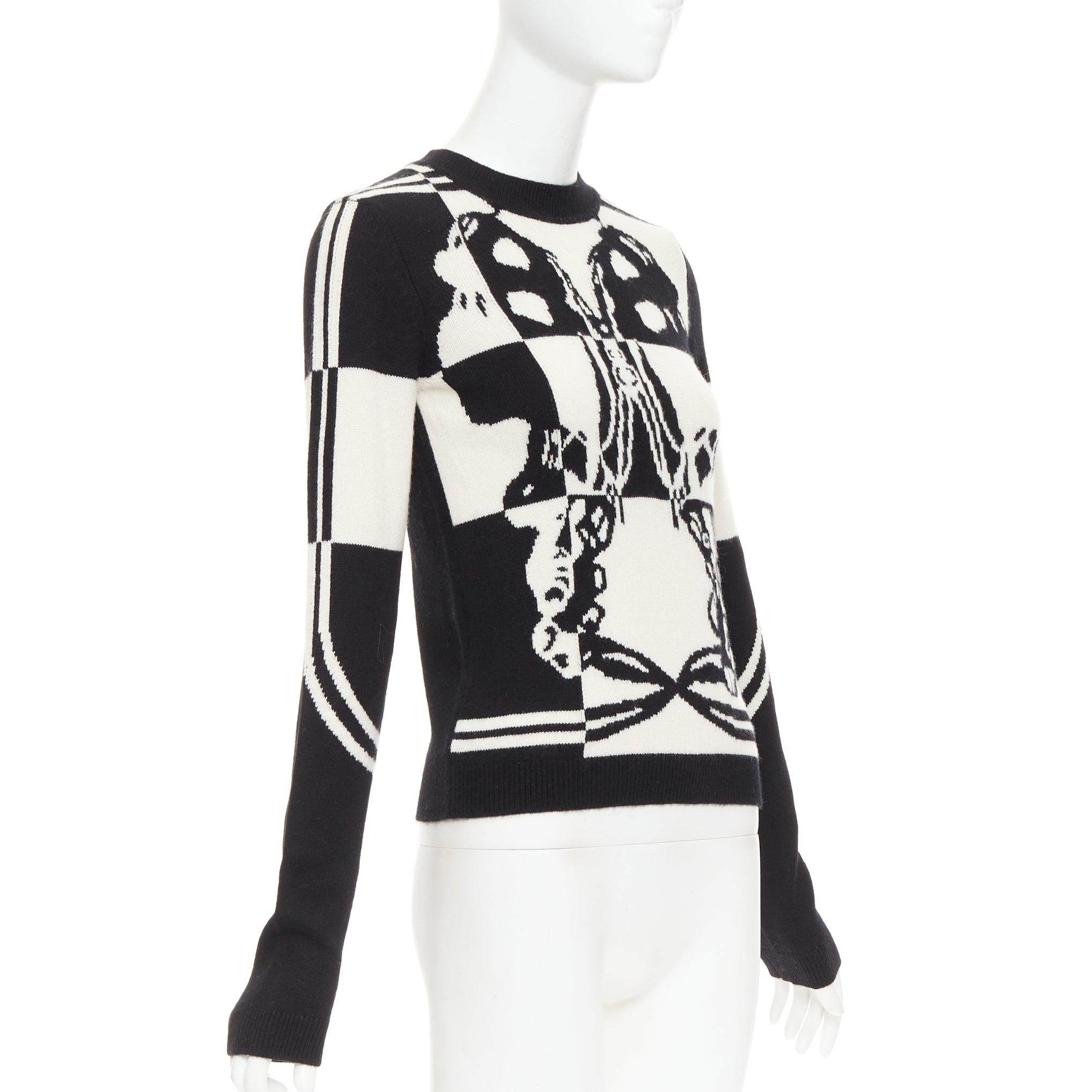 HERMES Brides de Gala 100% schottisches Kaschmir Intarsienmotiv Pullover FR36 S (Schwarz) im Angebot