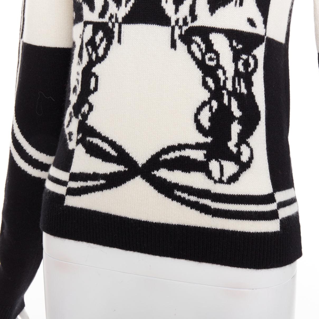 HERMES Brides de Gala 100% schottisches Kaschmir Intarsienmotiv Pullover FR36 S im Angebot 2