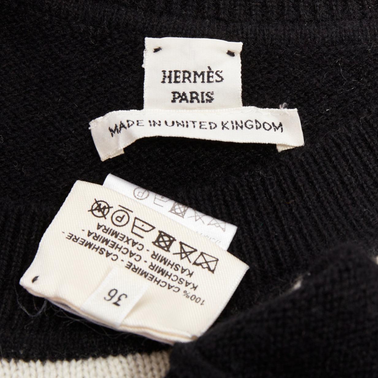 HERMES Brides de Gala 100% schottisches Kaschmir Intarsienmotiv Pullover FR36 S im Angebot 3