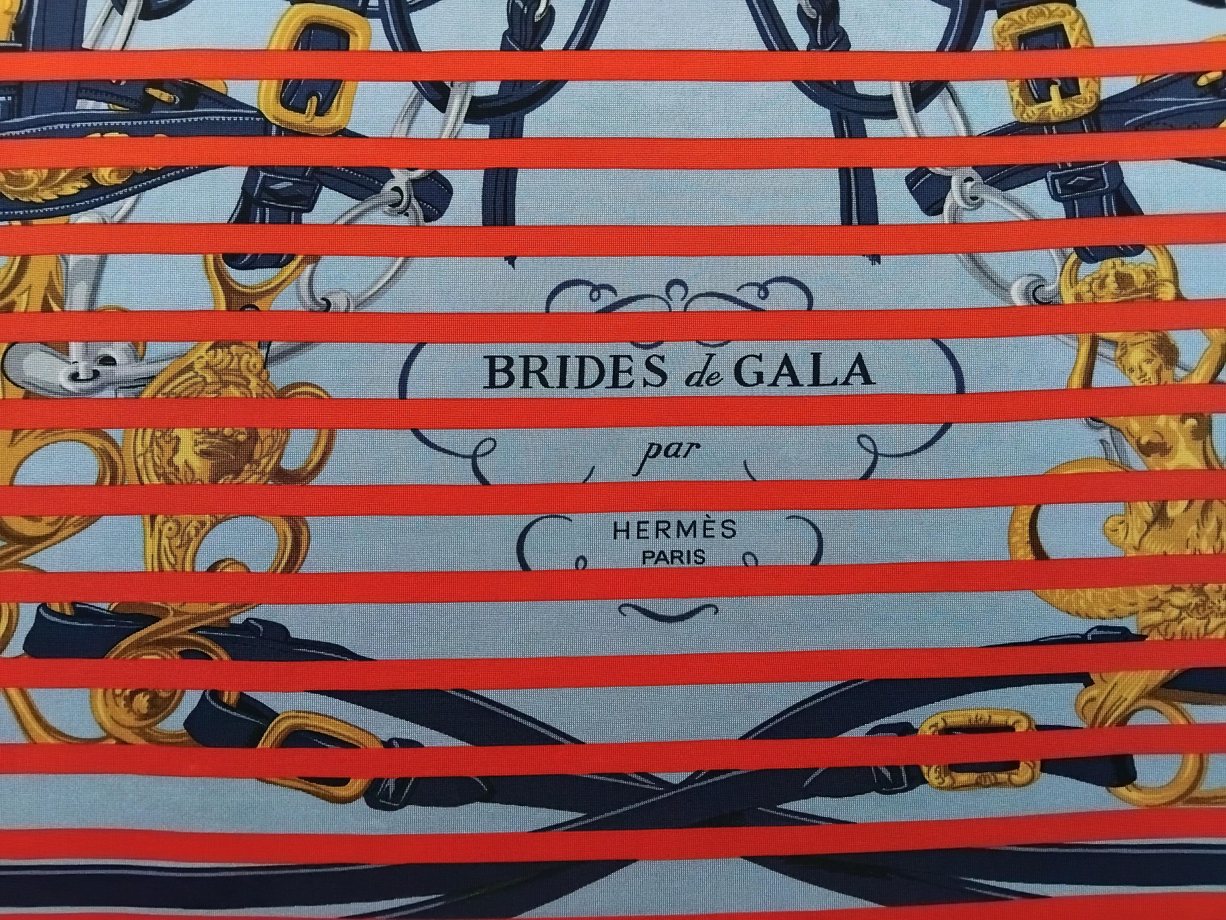 Purple Hermès Brides de Gala Bayadere Stripes Jersey Silk Scarf 90 cm For Sale