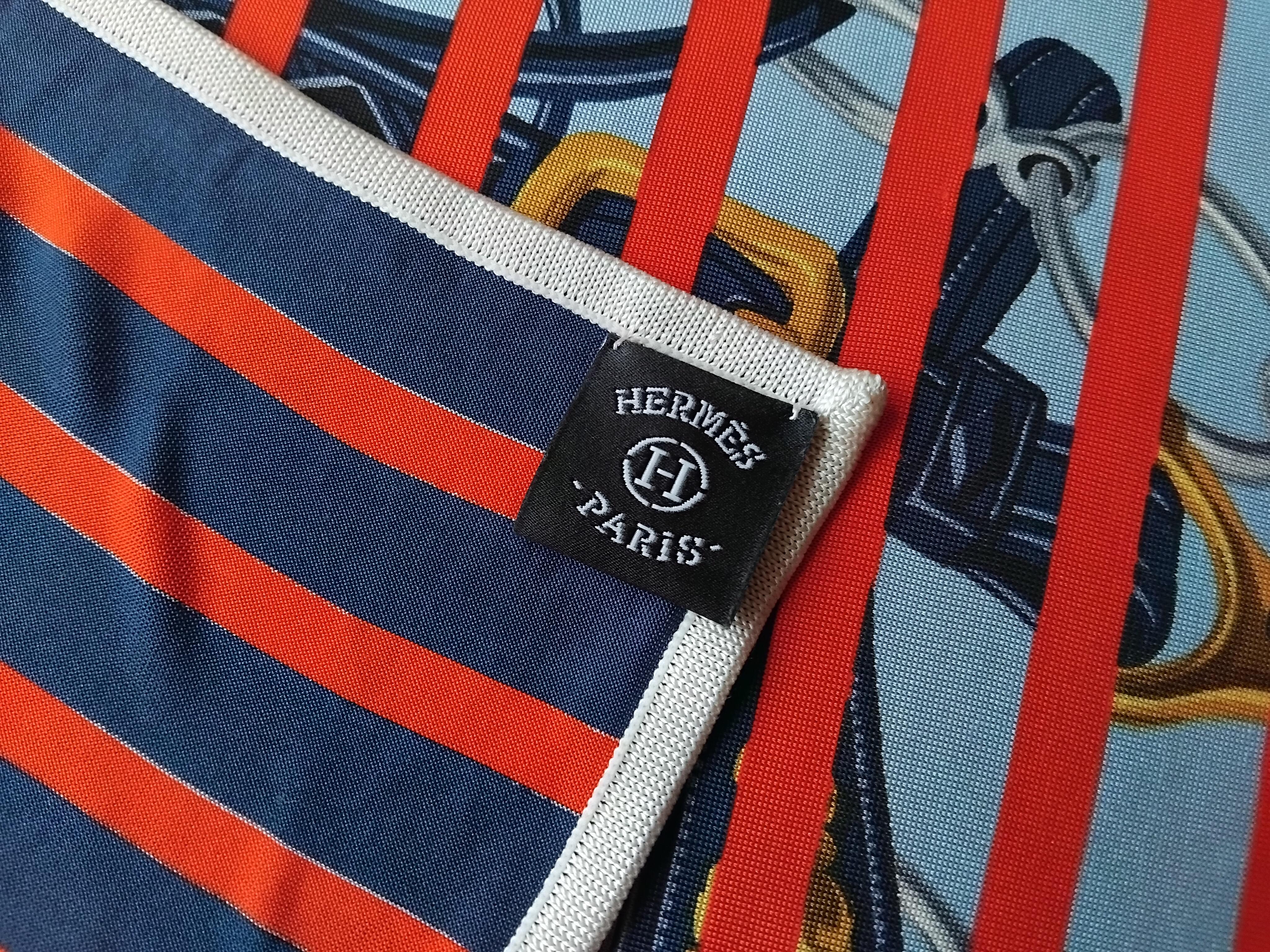 Hermès Brides de Gala Bayadere Stripes Jersey Silk Scarf 90 cm For Sale 1