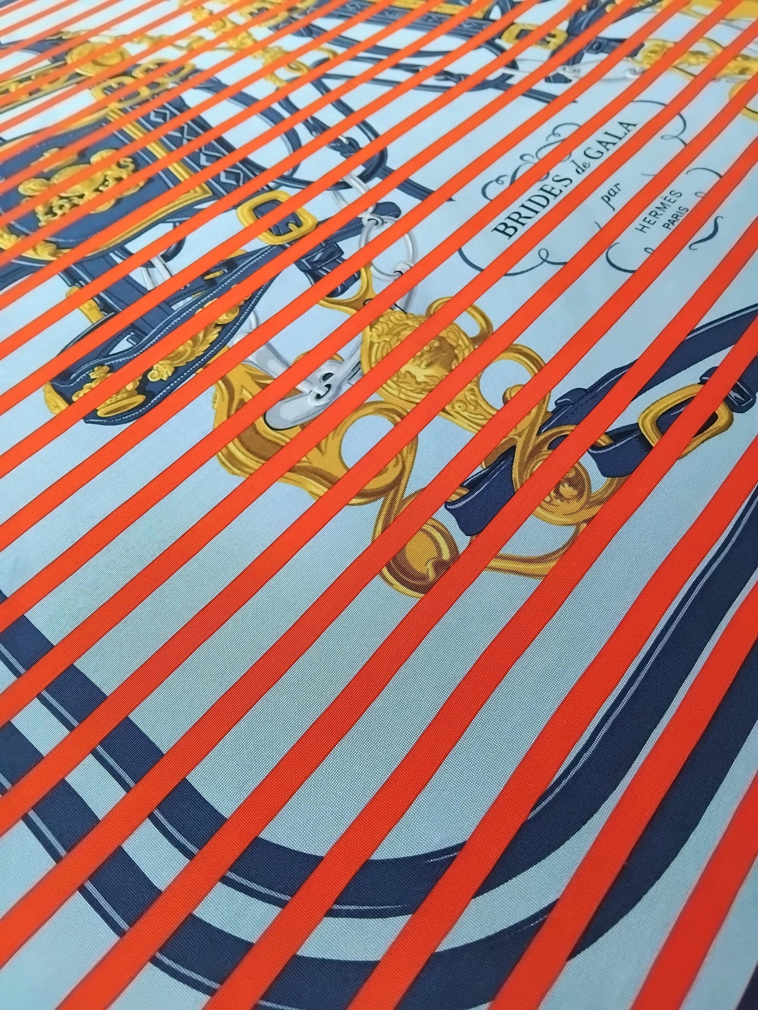 Hermès Brides de Gala Bayadere Stripes Jersey Silk Scarf 90 cm For Sale 3