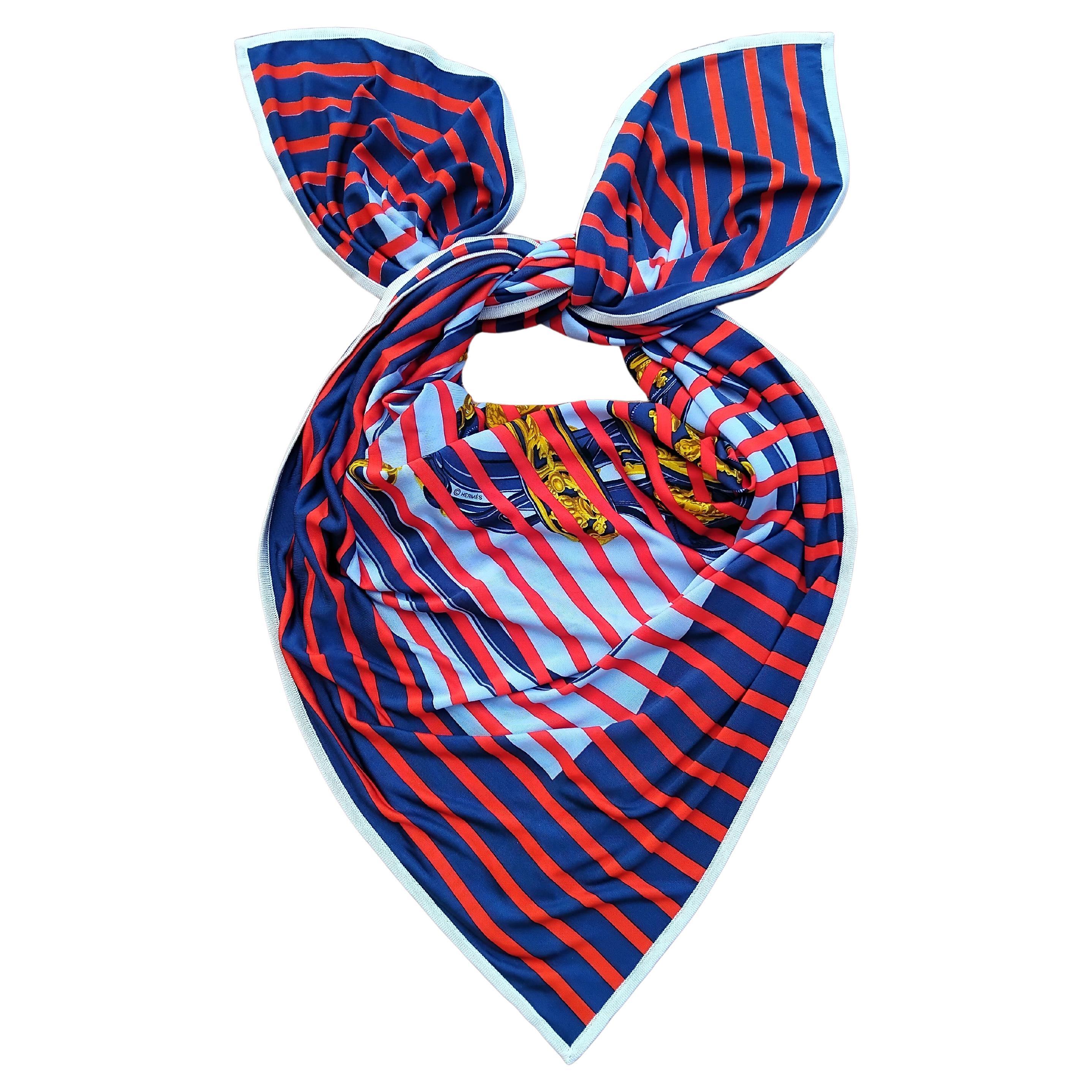 Hermès Brides de Gala Bayadere Stripes Jersey Silk Scarf 90 cm For Sale