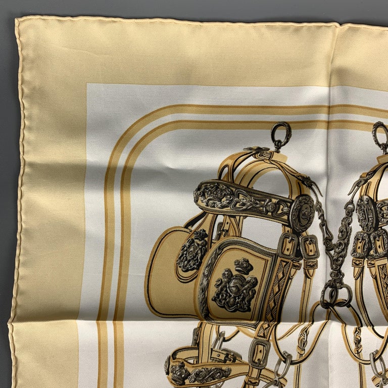 HERMES Brides de Gala Beige Silk Pocket Square at 1stDibs