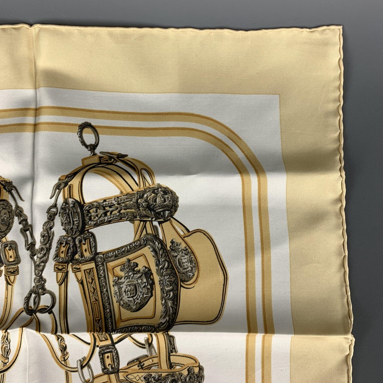 HERMES Brides de Gala Beige Silk Pocket Square at 1stDibs