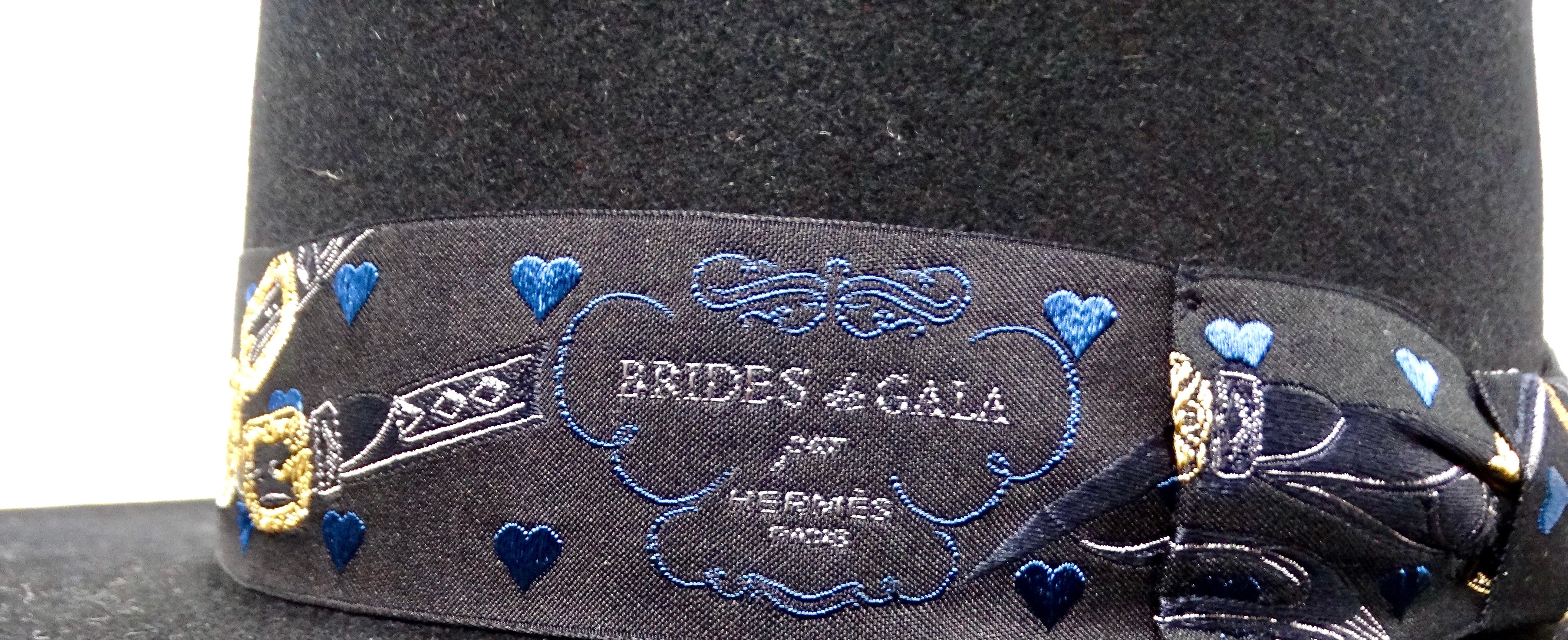 Hermes Brides de Gala Schwarz Dakota Liebe Rabit Filzhut im Angebot 1