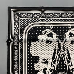HERMES Brides de Gala Schwarz-Weißer Seiden Bandana-Schal