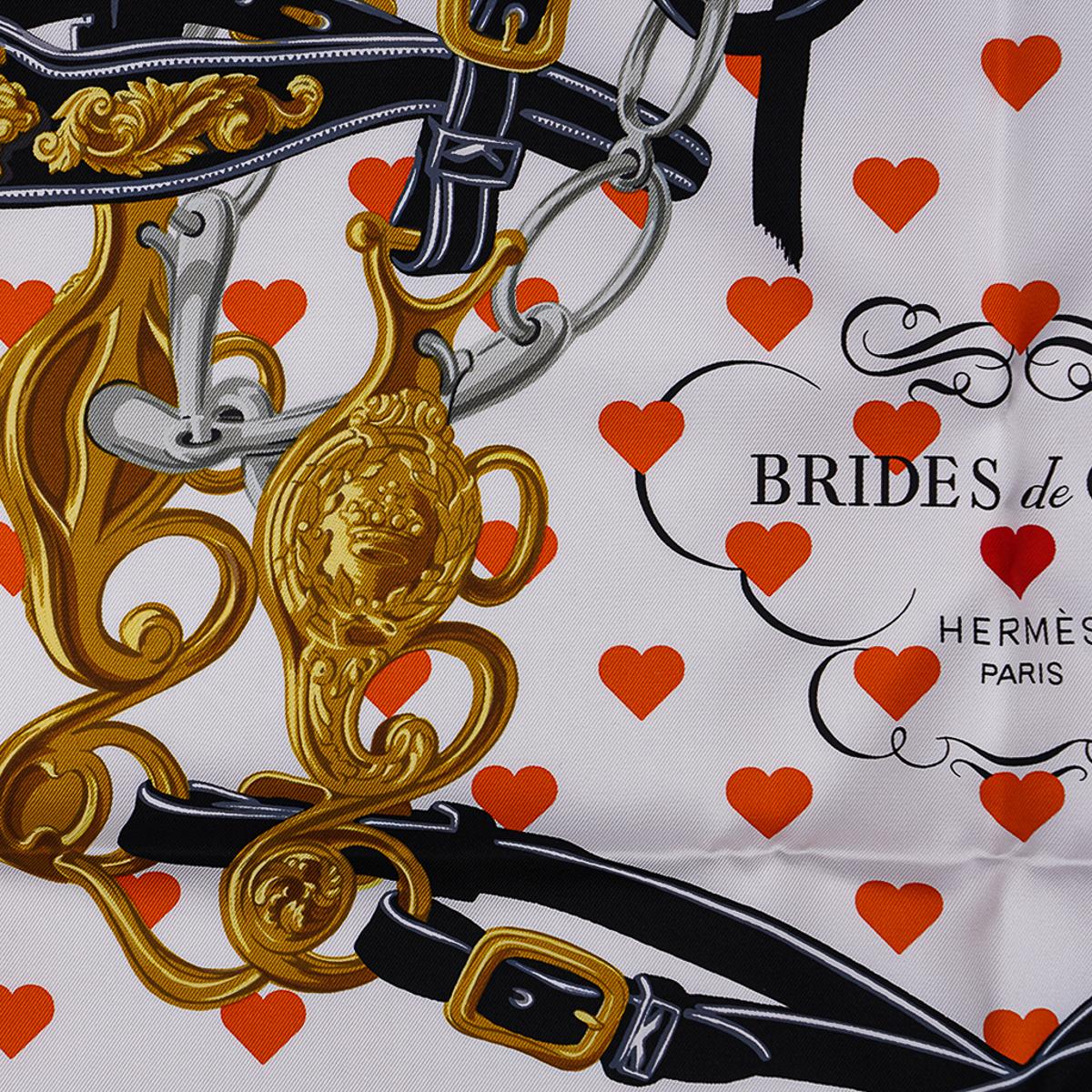 Beige Hermes Brides de Gala Love Scarf 90 cm Soie Limited Edition Carre en vente