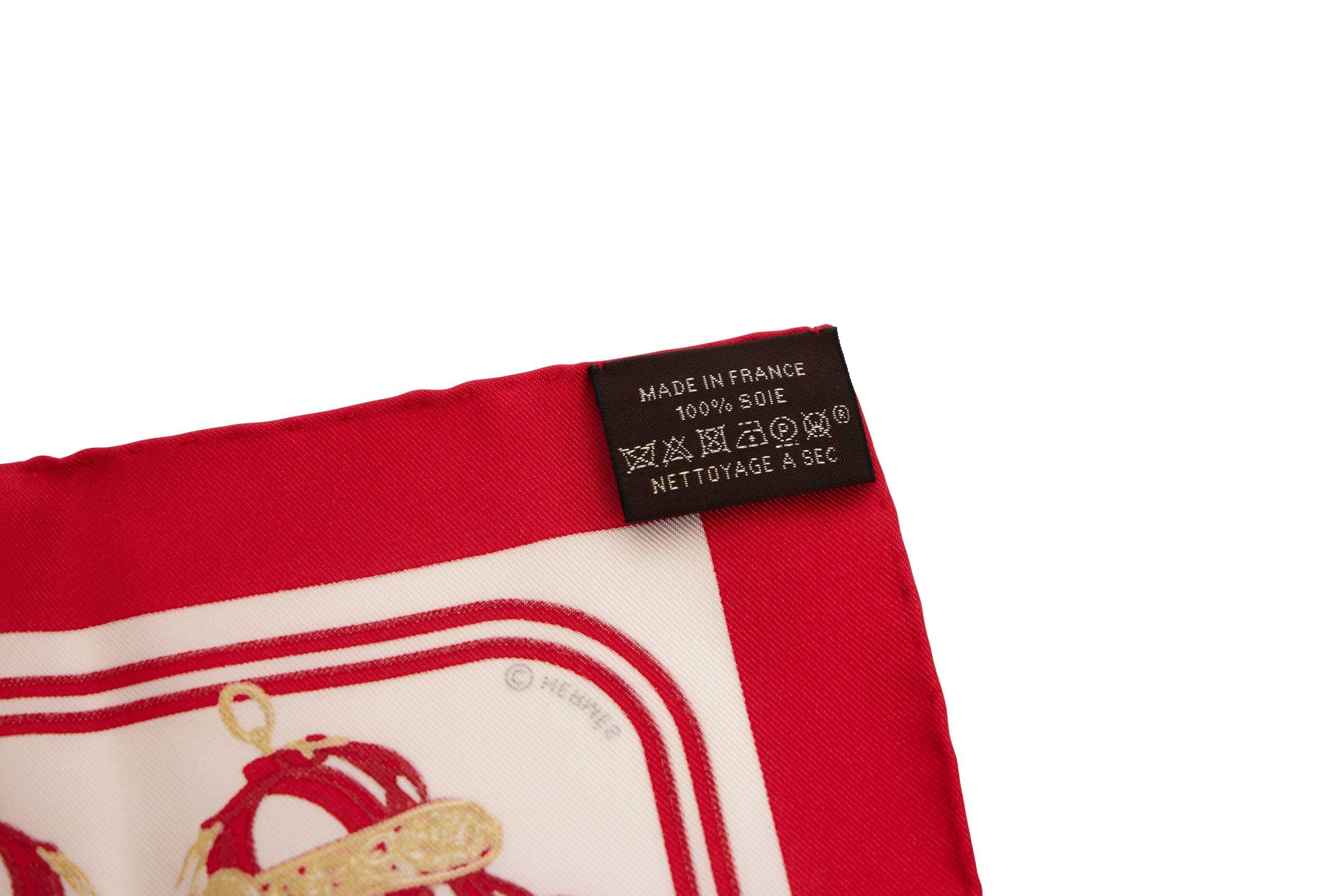 Red Hermes Brides De Gala Mini Scarf For Sale