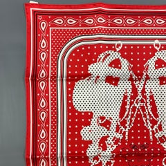 HERMES Brides de Gala Red Black White Silk Bandana Scarf